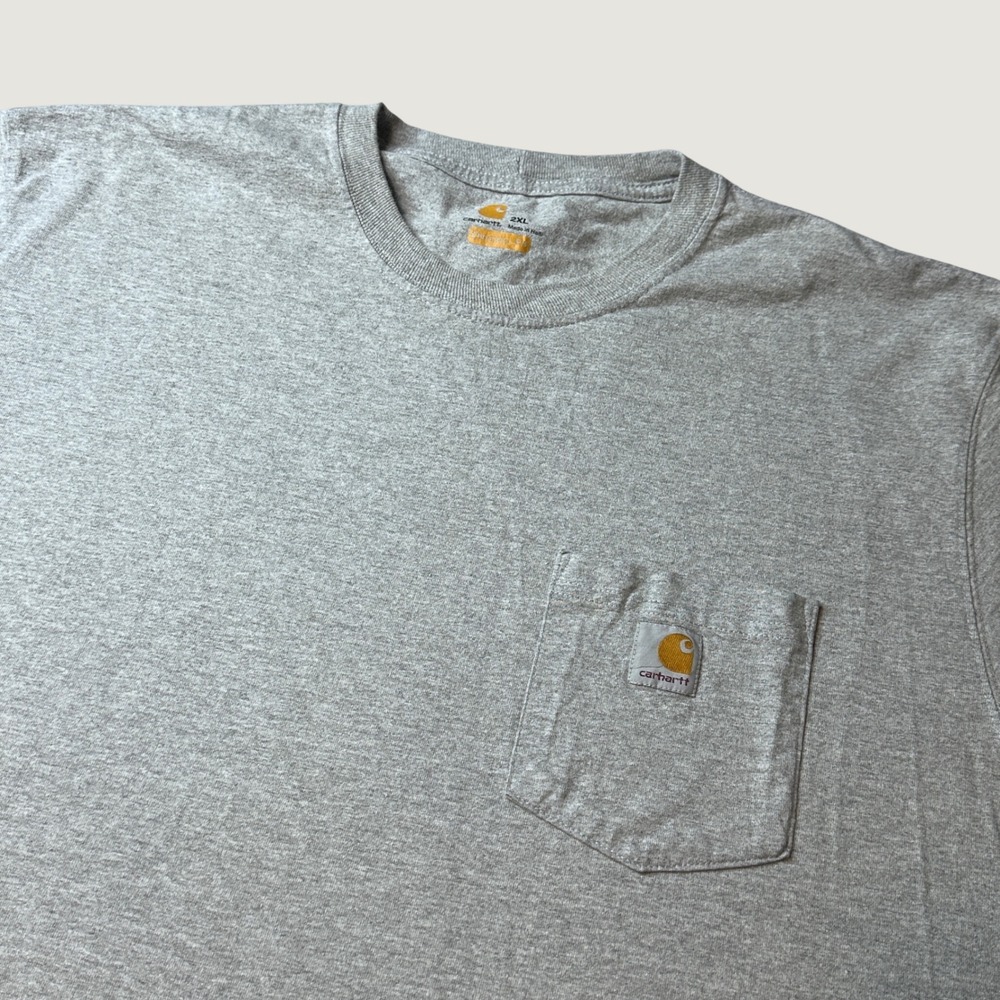 Carhartt T-Shirt Mens 2XL K87 Original Fit Gray Pocket Workwear Short Sleeve